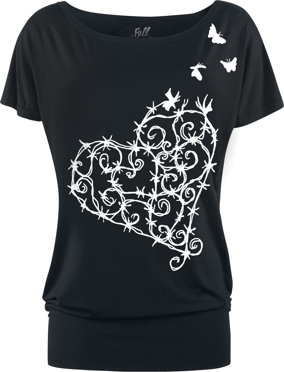 T-Shirt Manches courtes  de Full Volume by EMP - T-shirt avec Cœur en Fils Barbelés - S à 5XL - pour Femme - noir - Full Volume by EMP - View 2