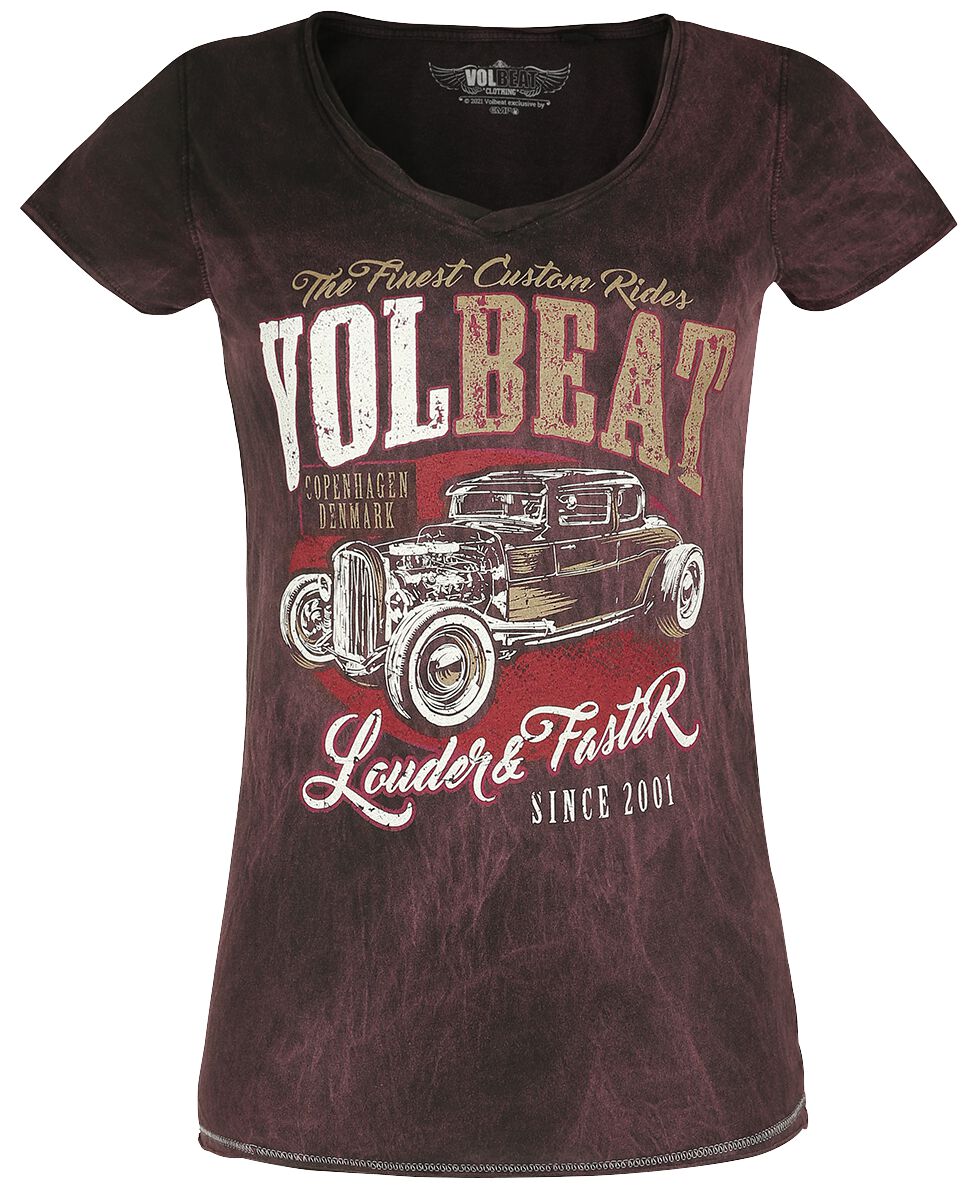T-Shirt Manches courtes  de Volbeat - Louder And Faster - S à 4XL - pour Femme - rouge foncé - Volbeat