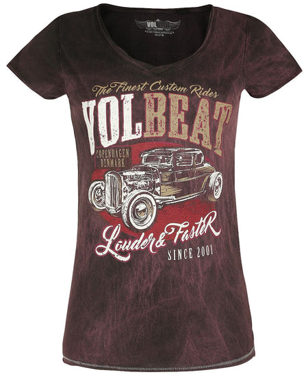 T-Shirt Manches courtes  de Volbeat - Louder And Faster - S à 4XL - pour Femme - rouge foncé - Volbeat