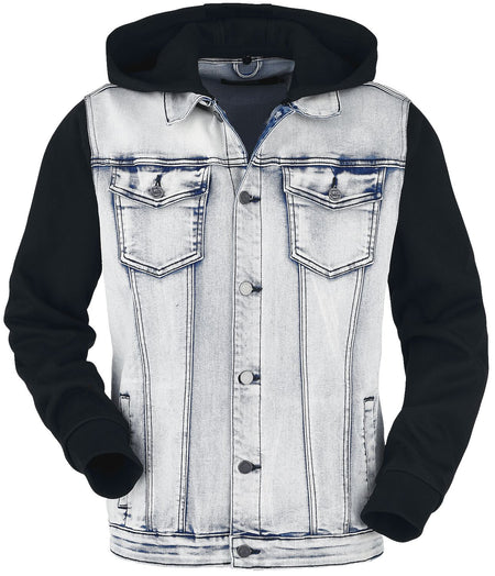 Veste en Jean  de RED by EMP - Veste En Jean Avec Manches & Capuche En Sweat - S à 3XL - pour Homme - bleu/noir - RED by EMP