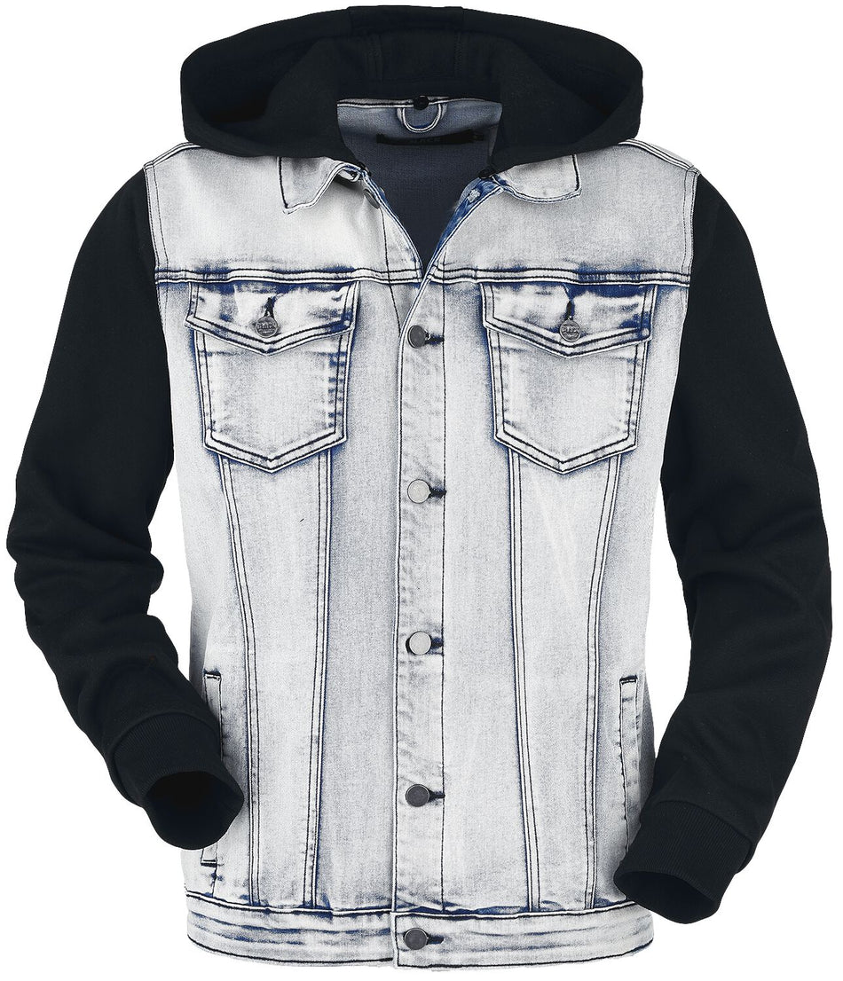 Veste en Jean  de RED by EMP - Veste En Jean Avec Manches & Capuche En Sweat - S à 5XL - pour Homme - bleu/noir - RED by EMP