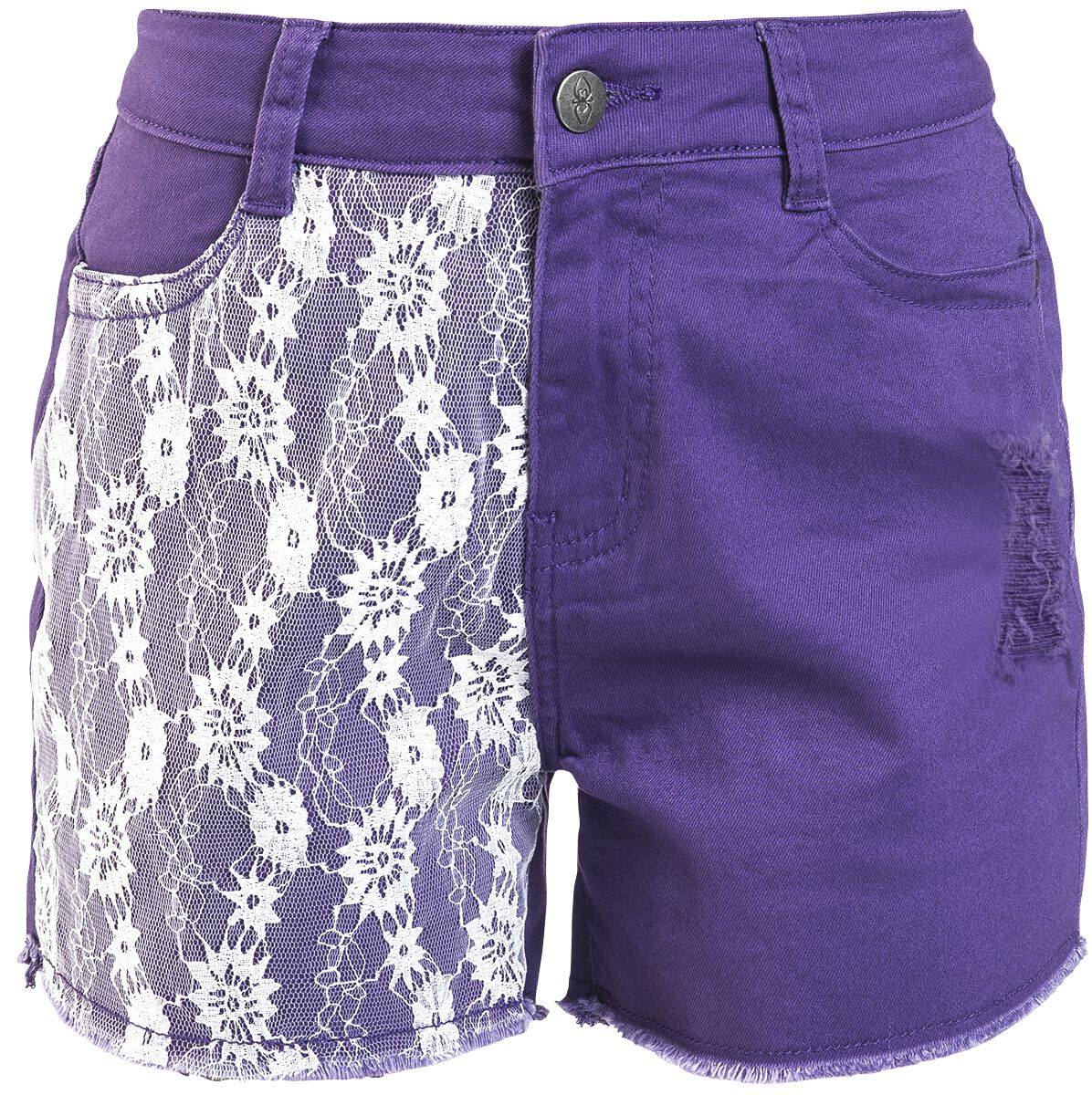 Short Sexy Gothic de Gothicana by EMP - Short avec bords en dentelle - 26 à 29 - pour Femme - lilas - Gothicana by EMP