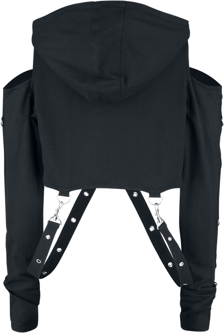 Sweat-shirt à capuche Gothic de Gothicana by EMP - Sweat à capuche court avec sangles - S à XXL - pour Femme - noir - Gothicana by EMP - View 2