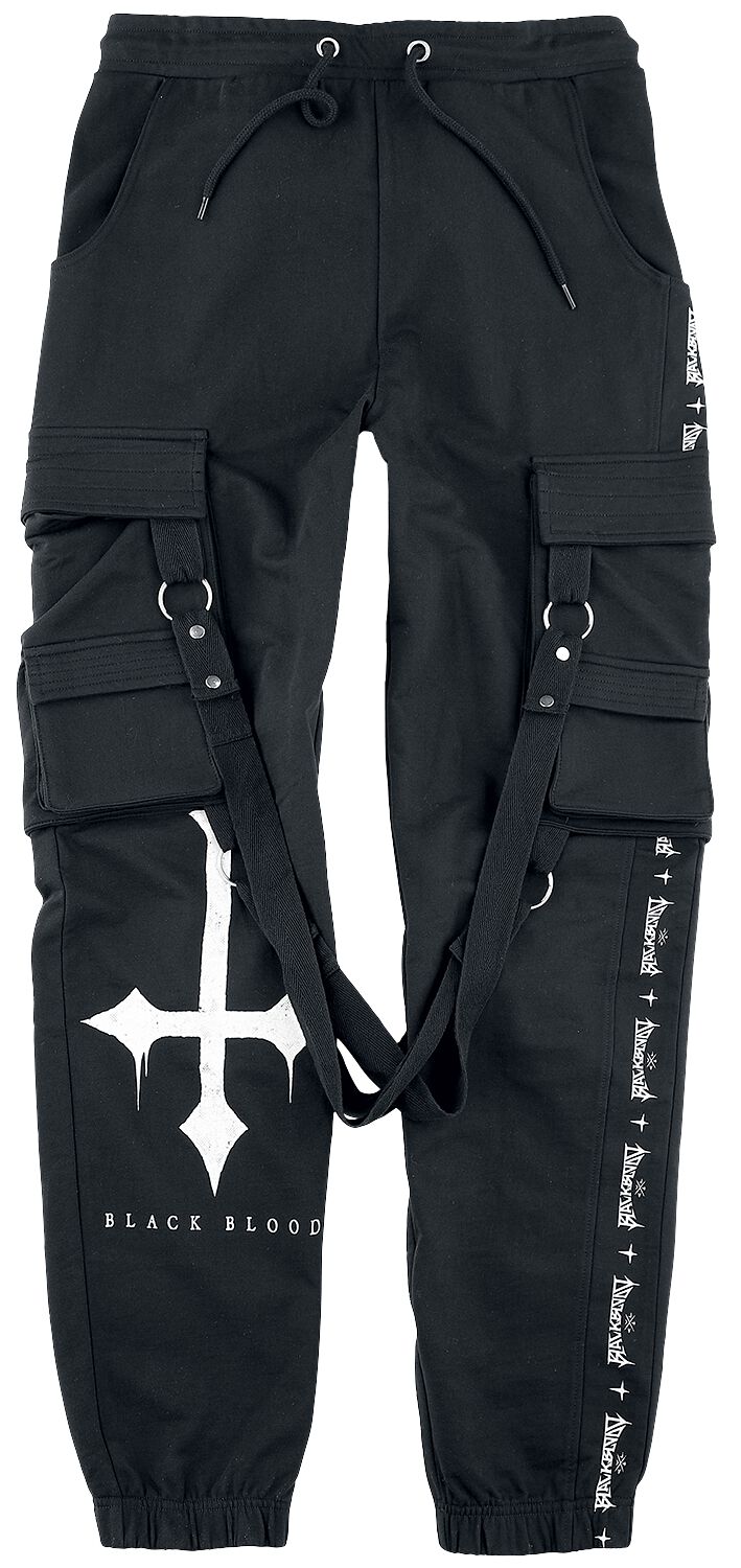 Pantalon en toile Gothic de Black Blood by Gothicana - Pantalon Confortable Avec Poches Et Imprimés Black Blood - L à XXL - pour Homme - noir - Black Blood by Gothicana