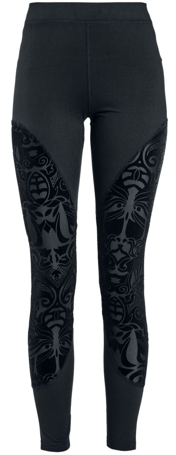 Legging Gothic de Gothicana by EMP - Leggings avec empiècement semi-transparents & imprimé floqué - S à 5XL - pour Femme - noir - Gothicana by EMP