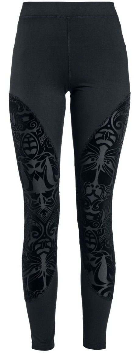 Legging Gothic de Gothicana by EMP - Leggings avec empiècement semi-transparents & imprimé floqué - S à 5XL - pour Femme - noir - Gothicana by EMP