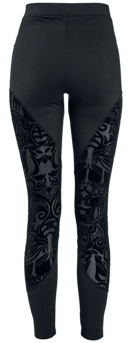 Legging Gothic de Gothicana by EMP - Leggings avec empiècement semi-transparents & imprimé floqué - S à 5XL - pour Femme - noir - Gothicana by EMP - View 2