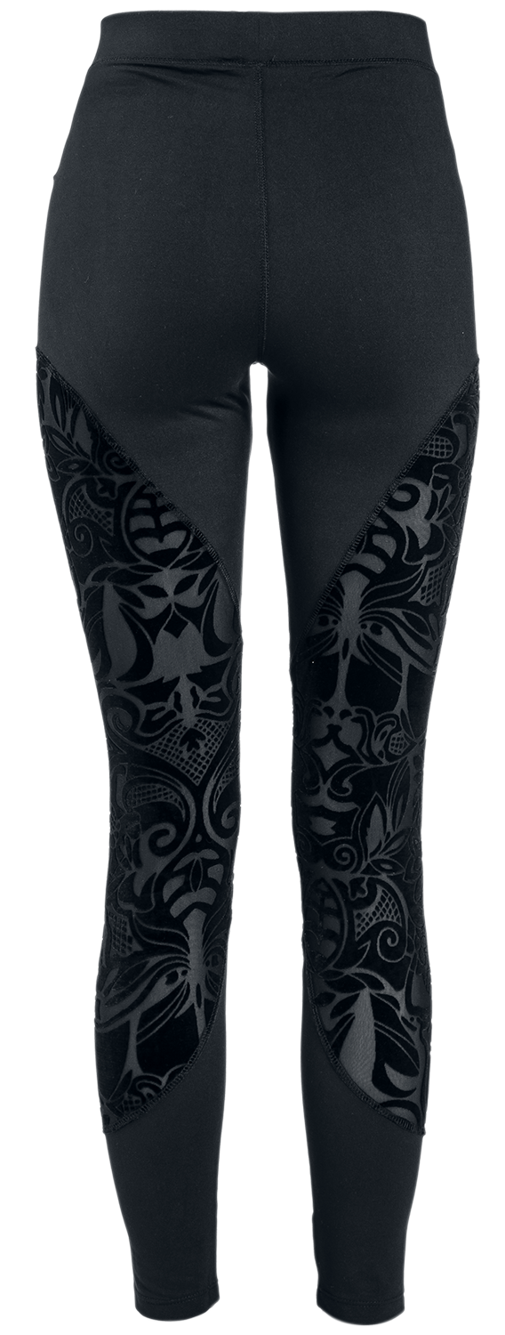 Legging Gothic de Gothicana by EMP - Leggings avec empiècement semi-transparents & imprimé floqué - S à 5XL - pour Femme - noir - Gothicana by EMP - View 2