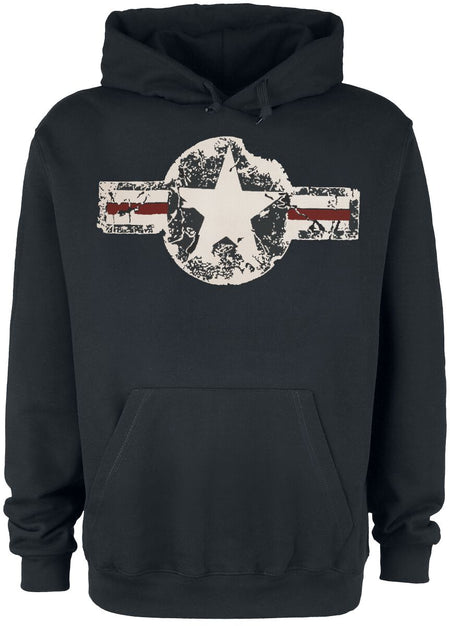 Sweat-shirt à capuche Rockabilly de Gasoline Bandit - USAF - M à 4XL - pour Homme - noir - Gasoline Bandit