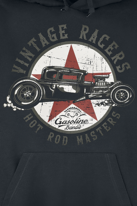 Sweat-shirt à capuche Rockabilly de Gasoline Bandit - Vintage Racers - M à 4XL - pour Homme - noir - Gasoline Bandit - View 2