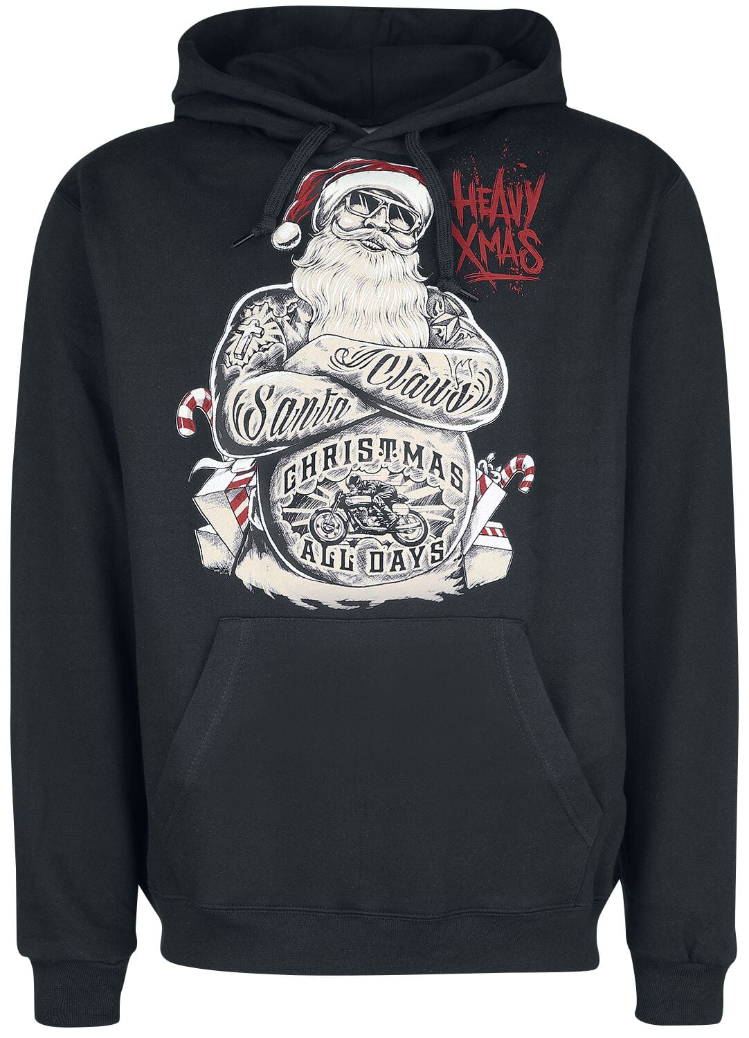 Sweat-shirt à capuche Rockabilly de Gasoline Bandit - Xmas - M à 4XL - pour Homme - noir - Gasoline Bandit