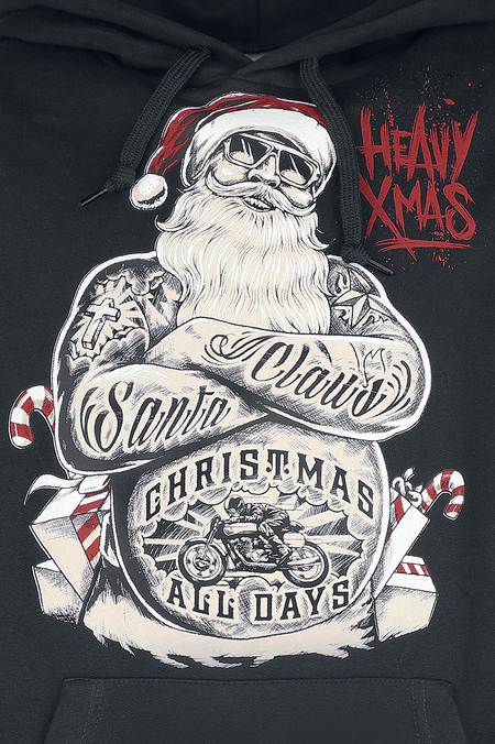 Sweat-shirt à capuche Rockabilly de Gasoline Bandit - Xmas - M à 4XL - pour Homme - noir - Gasoline Bandit - View 2
