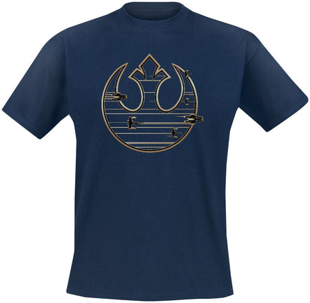 T-Shirt Manches courtes Disney de Star Wars - Logo Rebelle Doré - S à XXL - pour Homme - bleu - Star Wars