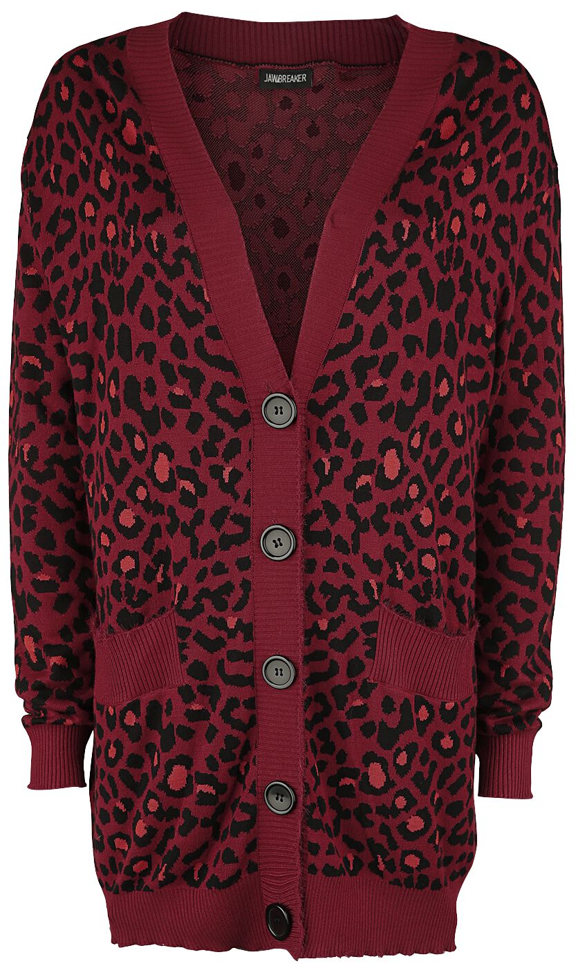 Gilets & Ponchos Rockabilly de Jawbreaker - Gilet Oversize Imprimé Léopard Rouge - XS à XXL - pour Femme - rouge/noir - Jawbreaker