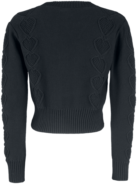 Gilets & Ponchos Rockabilly de Voodoo Vixen - Gilet Tricoté Black Heart Jazmine 1940 - XS à XXL - pour Femme - noir - Voodoo Vixen - View 2