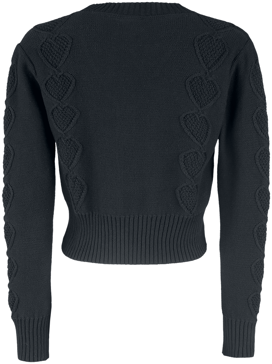 Gilets & Ponchos Rockabilly de Voodoo Vixen - Gilet Tricoté Black Heart Jazmine 1940 - XS à XXL - pour Femme - noir - Voodoo Vixen - View 2