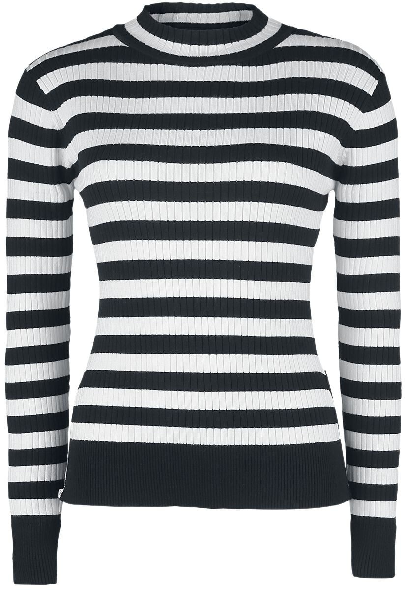 Pull tricoté Rockabilly de Jawbreaker - Pull Menace Rayé Blanc & Noir - XS à XXL - pour Femme - noir/blanc - Jawbreaker