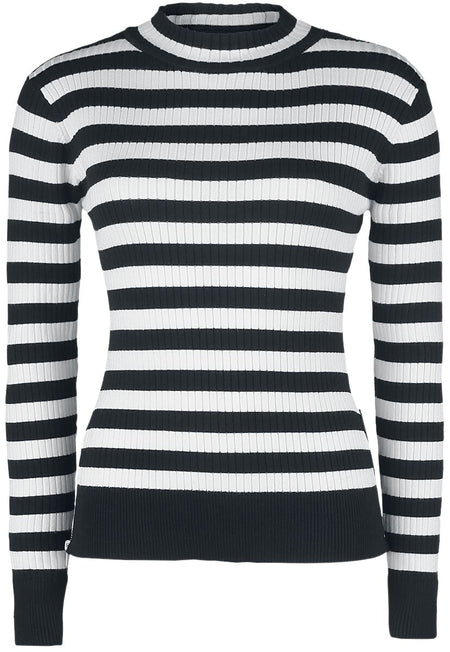 Pull tricoté Rockabilly de Jawbreaker - Pull Menace Rayé Blanc & Noir - XS à XXL - pour Femme - noir/blanc - Jawbreaker