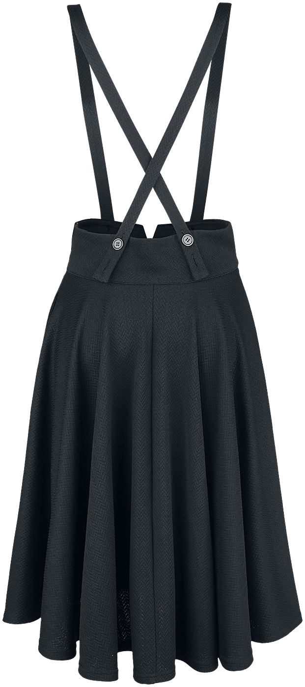 Jupe mi-longue Rockabilly de Voodoo Vixen - Jupe Salopette Noire Toyin Herringbone - S à 4XL - pour Femme - noir - Voodoo Vixen - View 2