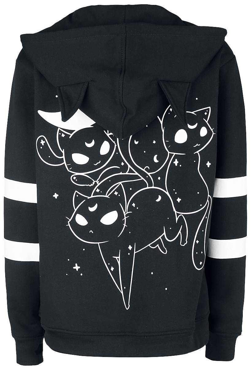 Sweat-shirt zippé à capuche Gothic de Heartless - Sweat À Capuche Moon Cats - M à 3XL - pour Femme - noir/blanc - Heartless - View 2