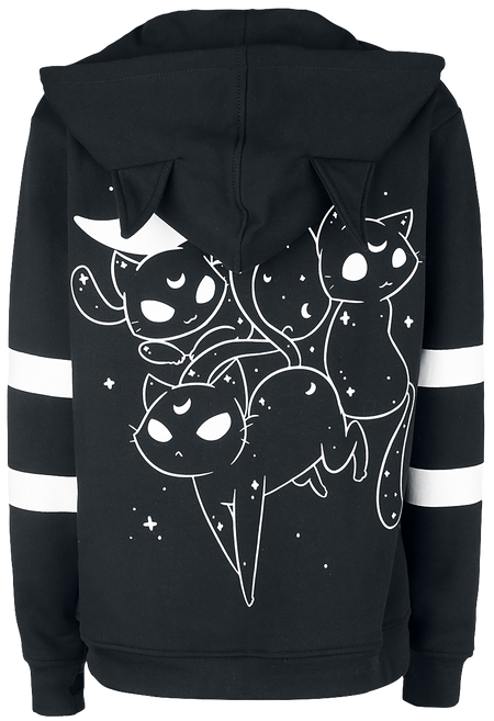 Sweat-shirt zippé à capuche Gothic de Heartless - Sweat À Capuche Moon Cats - M à 3XL - pour Femme - noir/blanc - Heartless - View 2