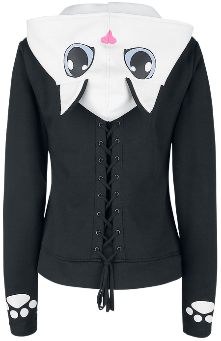 Sweat-shirt zippé à capuche Gothic de Cupcake Cult - Veste À Capuche Kitty - S à 4XL - pour Femme - noir/blanc - Cupcake Cult - View 2