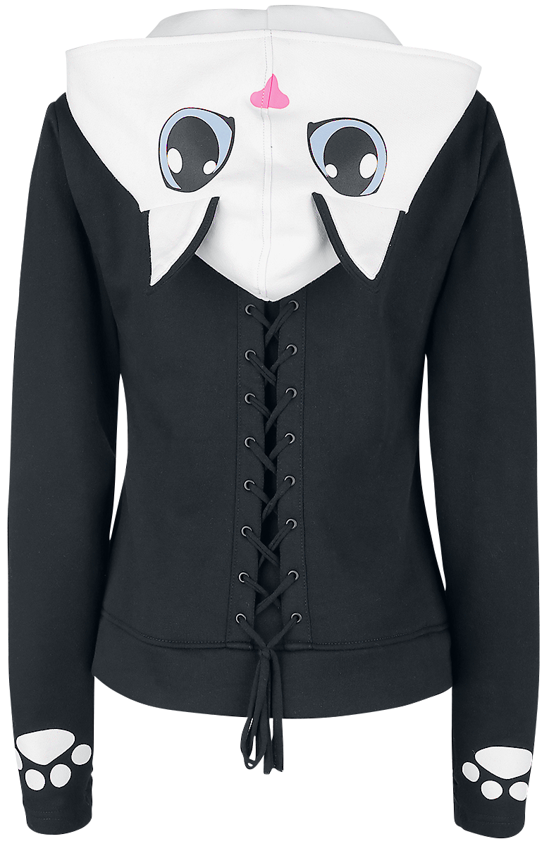 Sweat-shirt zippé à capuche Gothic de Cupcake Cult - Veste À Capuche Kitty - S à 4XL - pour Femme - noir/blanc - Cupcake Cult - View 2