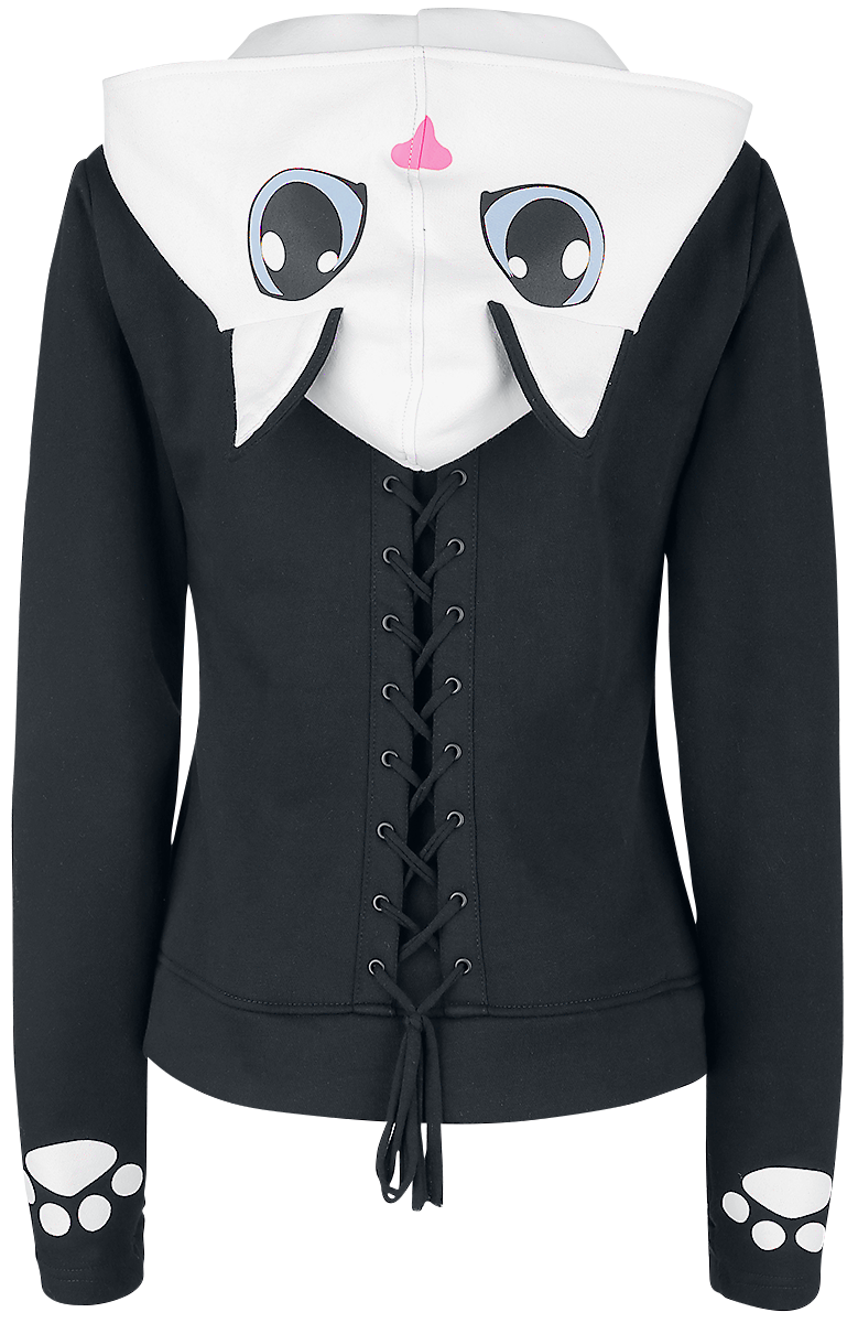 Sweat-shirt zippé à capuche Gothic de Cupcake Cult - Veste À Capuche Kitty - S à 4XL - pour Femme - noir/blanc - Cupcake Cult - View 2