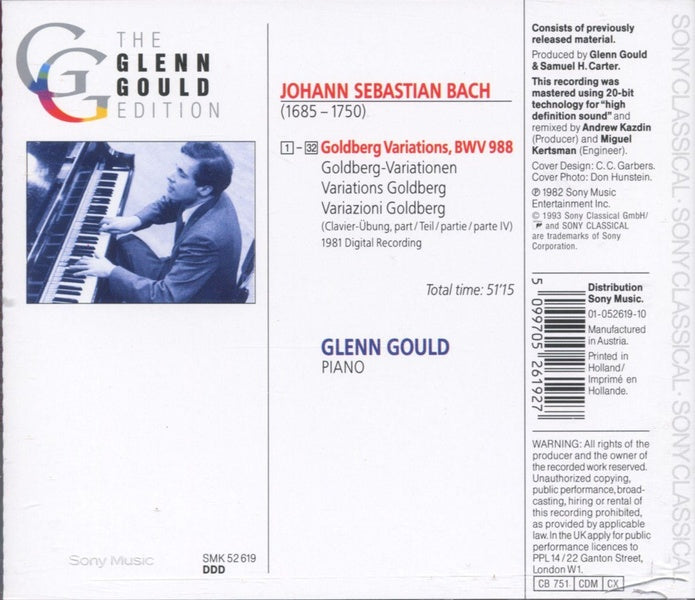 Variations Goldberg BWV988 - Front Cover