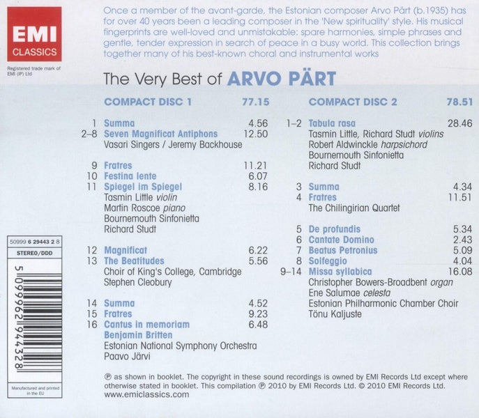 The Very Best of Arvo Pärt - Front Cover