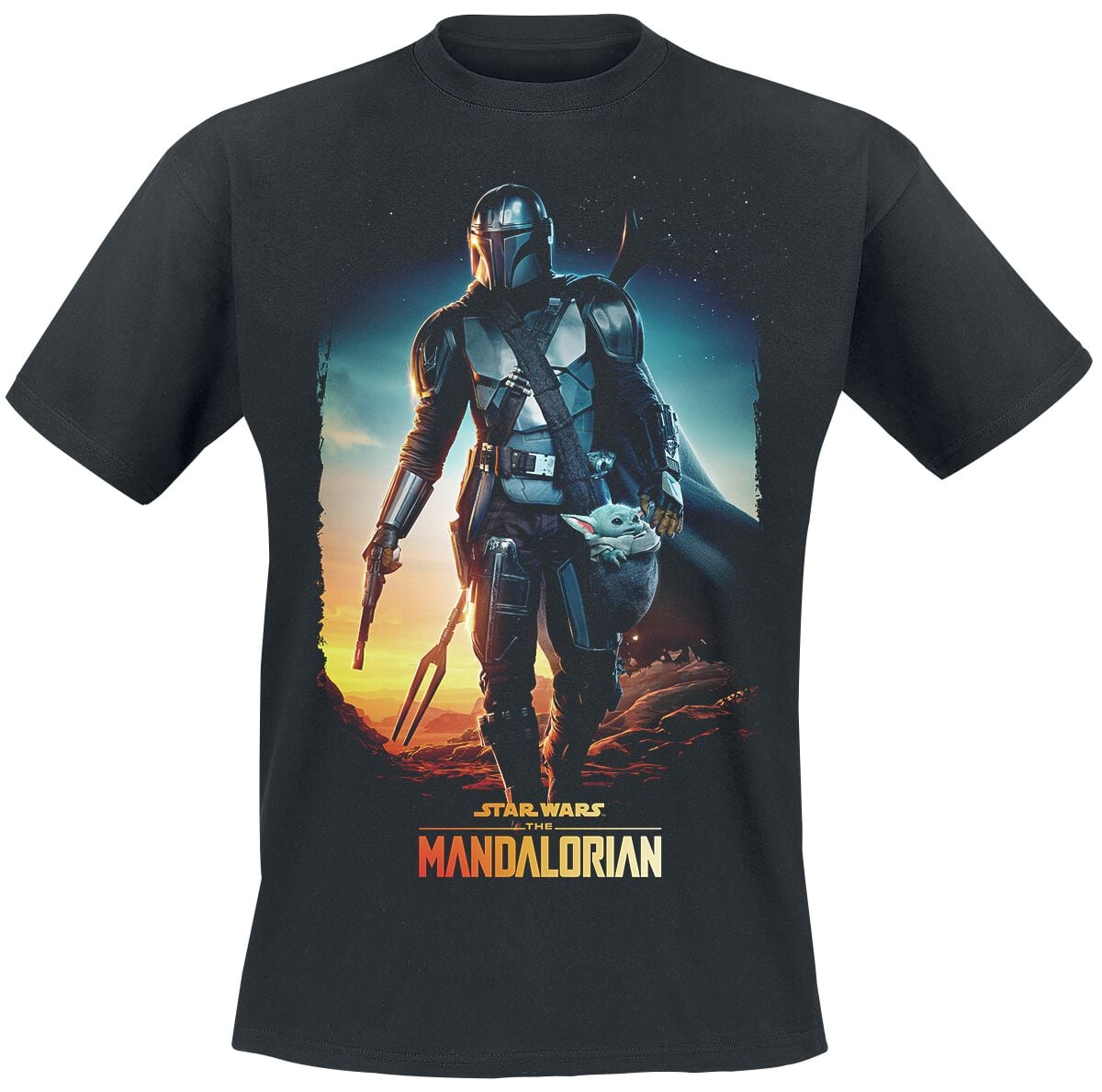 T-Shirt Manches courtes  de Star Wars - The Mandalorian - Through the Galaxy - S à XXL - pour Homme - noir - Star Wars