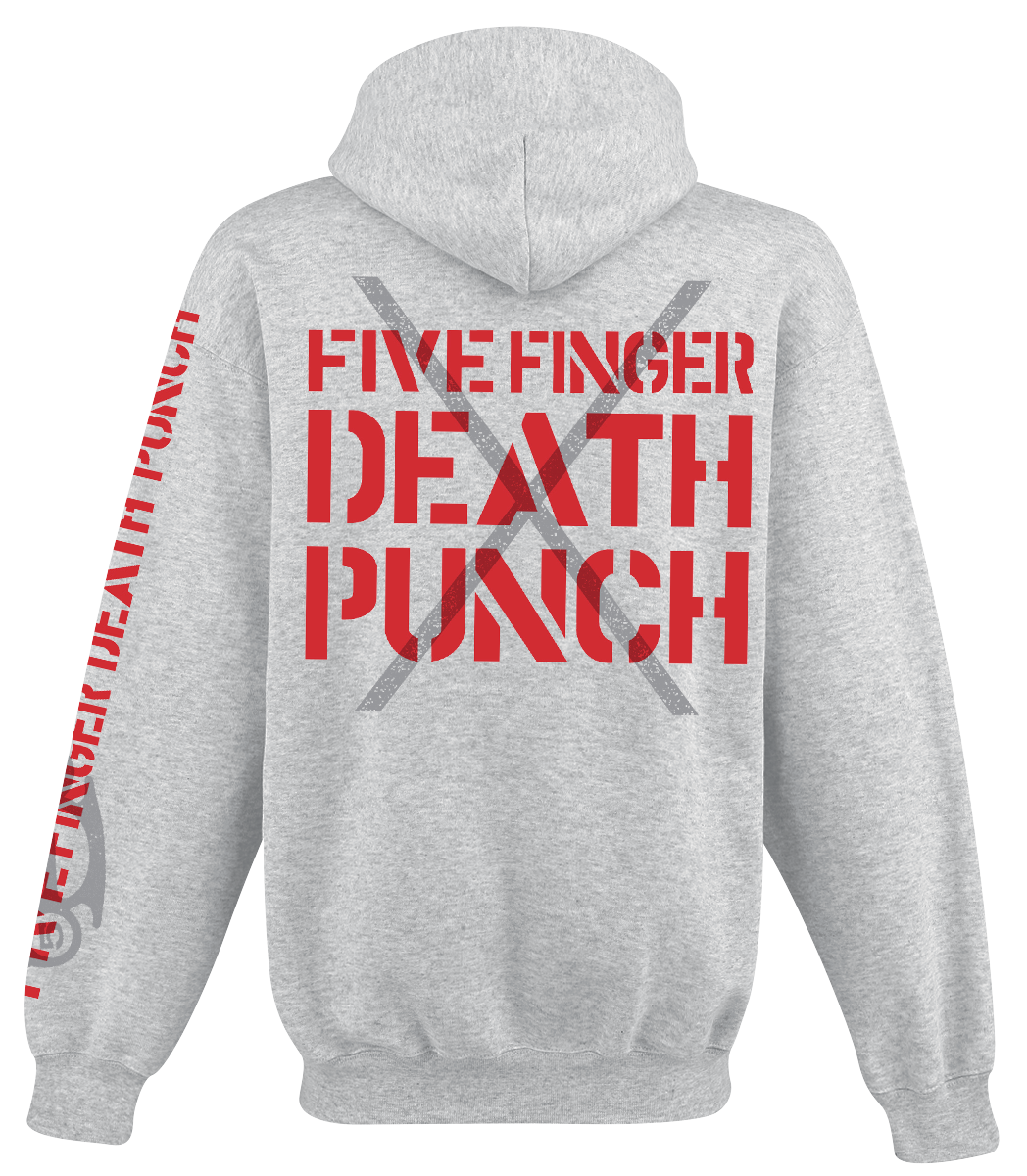 Sweat-shirt à capuche  de Five Finger Death Punch - FFDP X Hoodie - S à M - pour Homme - gris chiné - Five Finger Death Punch - View 2