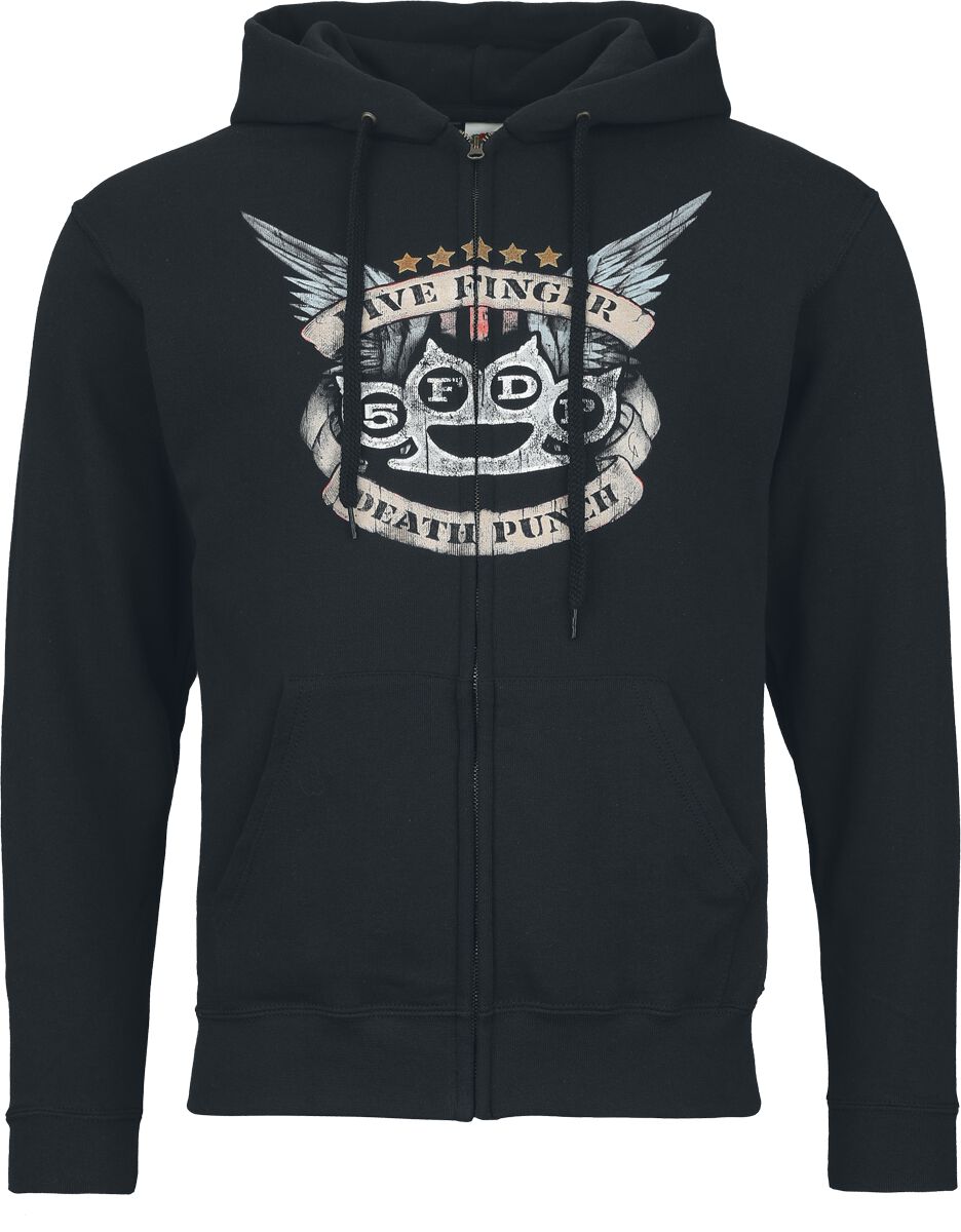Sweat-shirt zippé à capuche  de Five Finger Death Punch - Winged Knuckles - S à XXL - pour Homme - noir - Five Finger Death Punch