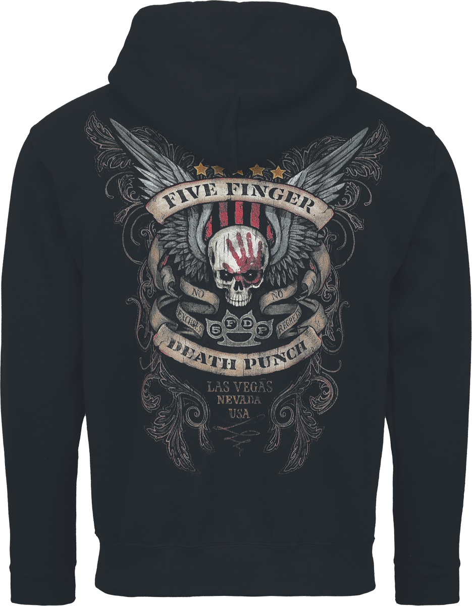 Sweat-shirt zippé à capuche  de Five Finger Death Punch - Winged Knuckles - S à XXL - pour Homme - noir - Five Finger Death Punch - View 2