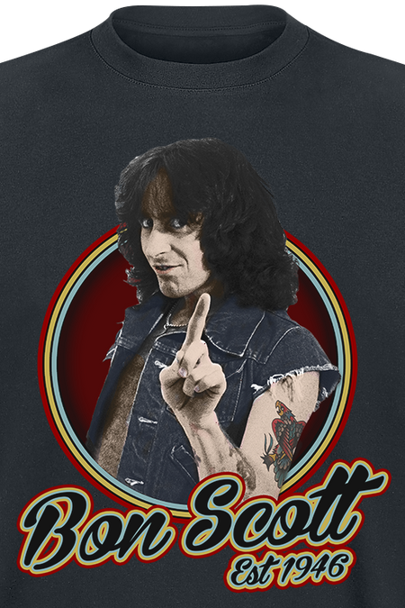 T-Shirt Manches courtes  de Bon Scott - Retro Circle - S à 3XL - pour Homme - noir - Bon Scott - View 2
