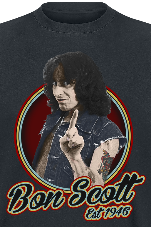 T-Shirt Manches courtes  de Bon Scott - Retro Circle - S à 3XL - pour Homme - noir - Bon Scott - View 2