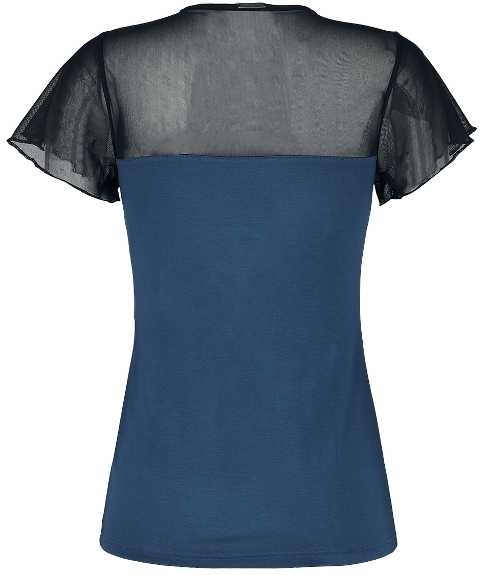 T-Shirt Manches courtes Rockabilly de Pussy Deluxe - T-Shirt Lovely Chic - S à XL - pour Femme - bleu/noir - Pussy Deluxe - View 2