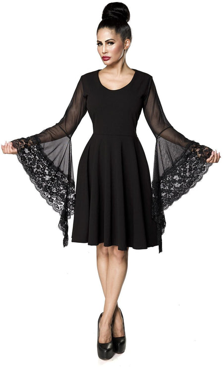Robe mi-longue Gothic de Ocultica - Robe Gothique Manches Évasées - S à 4XL - pour Femme - noir - Ocultica