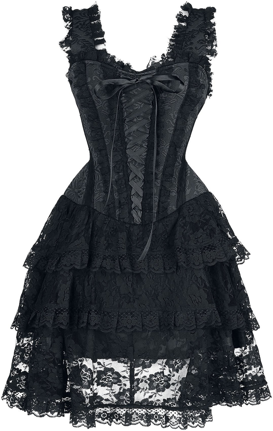 Robe courte Gothic de Gothicana by EMP - Robe courte corset avec dentelle - S à XXL - pour Femme - noir - Gothicana by EMP
