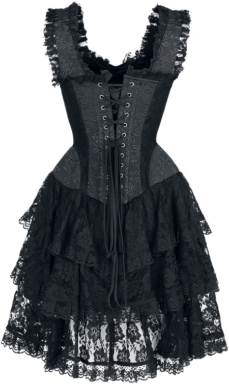 Robe courte Gothic de Gothicana by EMP - Robe courte corset avec dentelle - S à M - pour Femme - noir - Gothicana by EMP - View 2