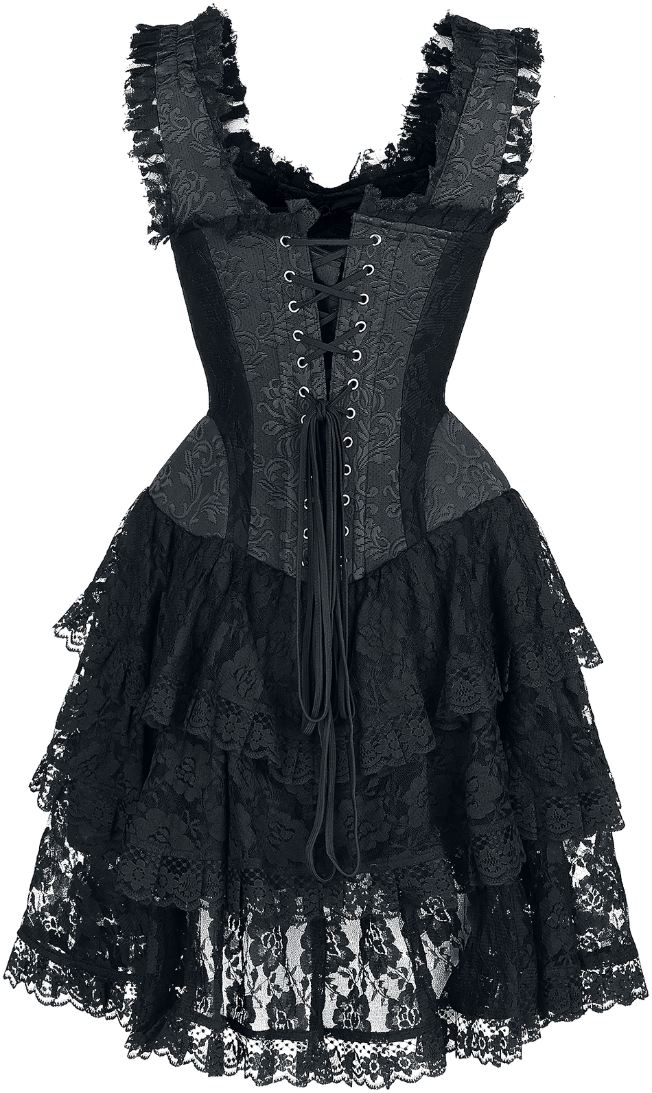 Robe courte Gothic de Gothicana by EMP - Robe courte corset avec dentelle - S à M - pour Femme - noir - Gothicana by EMP - View 2