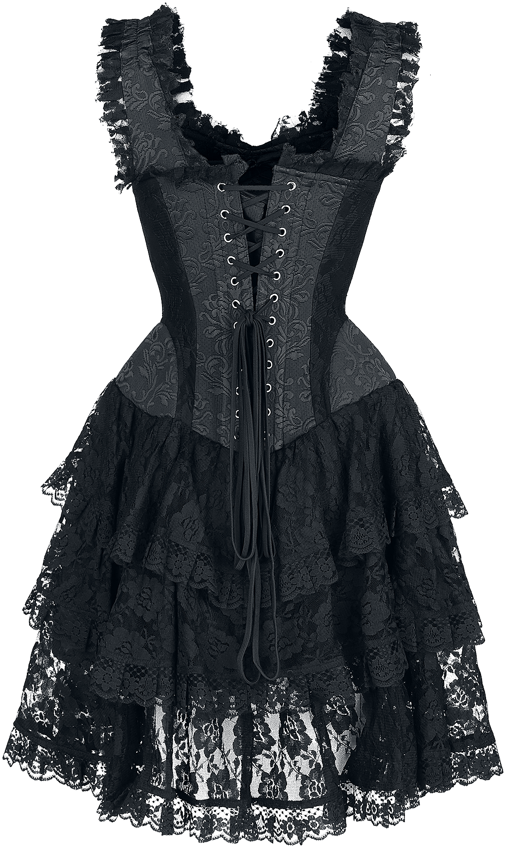 Robe courte Gothic de Gothicana by EMP - Robe courte corset avec dentelle - S à XXL - pour Femme - noir - Gothicana by EMP - View 2