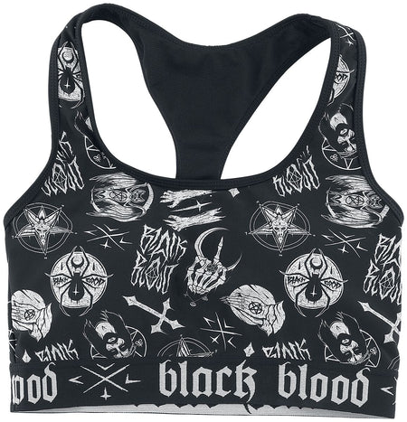 Haut de bikini  de Black Blood by Gothicana - Haut de Bikini avec symboles occultes - S à XXL - pour Femme - noir - Black Blood by Gothicana