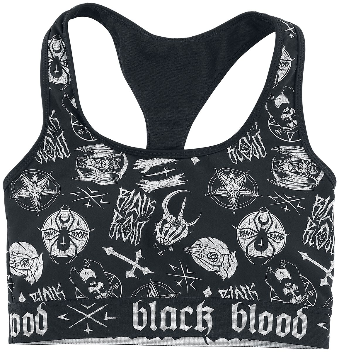 Haut de bikini  de Black Blood by Gothicana - Haut de Bikini avec symboles occultes - S à XXL - pour Femme - noir - Black Blood by Gothicana
