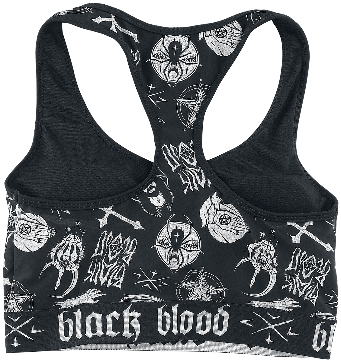 Haut de bikini  de Black Blood by Gothicana - Haut de Bikini avec symboles occultes - S à XXL - pour Femme - noir - Black Blood by Gothicana - View 2