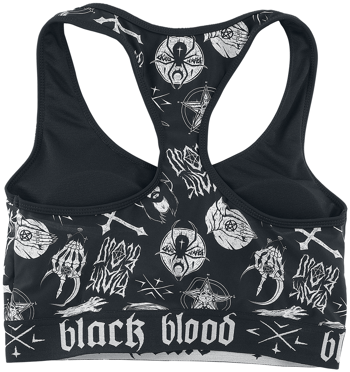 Haut de bikini Gothic de Black Blood by Gothicana - Haut de Bikini avec symboles occultes - S à XXL - pour Femme - noir - Black Blood by Gothicana - View 2