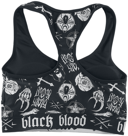 Haut de bikini  de Black Blood by Gothicana - Haut de Bikini avec symboles occultes - S à XXL - pour Femme - noir - Black Blood by Gothicana - View 2