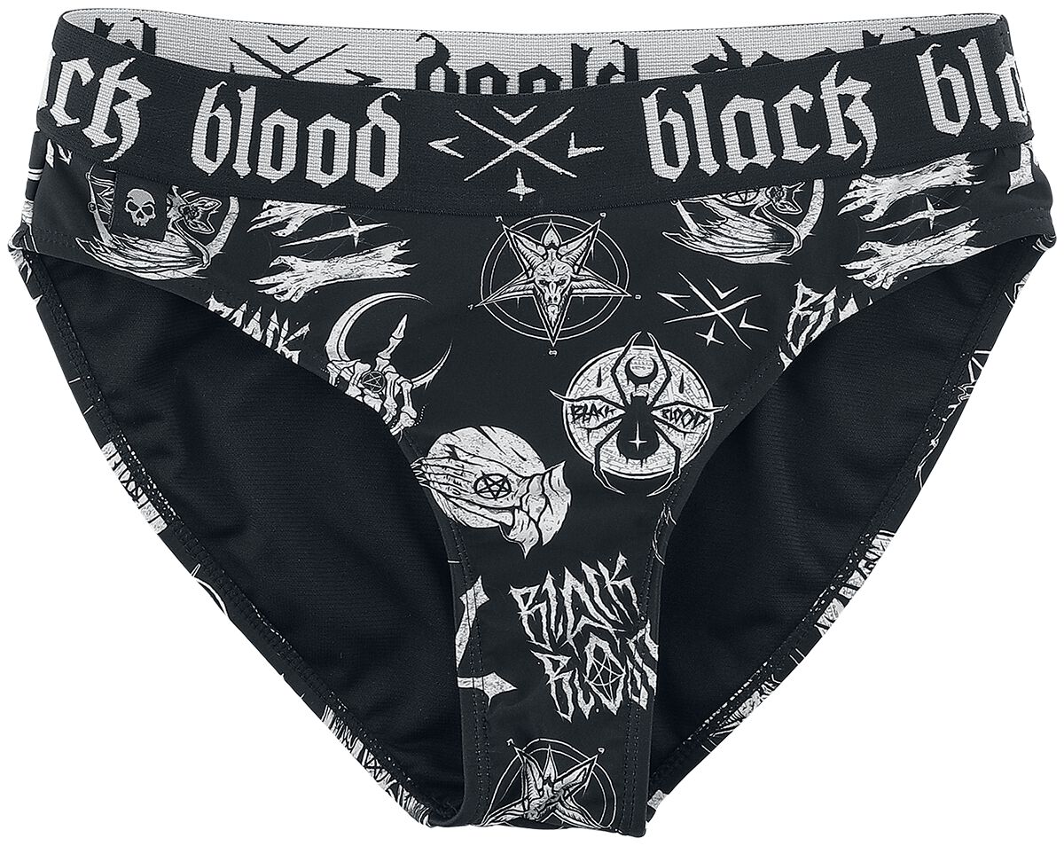 Bas de bikini  de Black Blood by Gothicana - Bas de bikini avec symboles occultes - S à XXL - pour Femme - noir - Black Blood by Gothicana