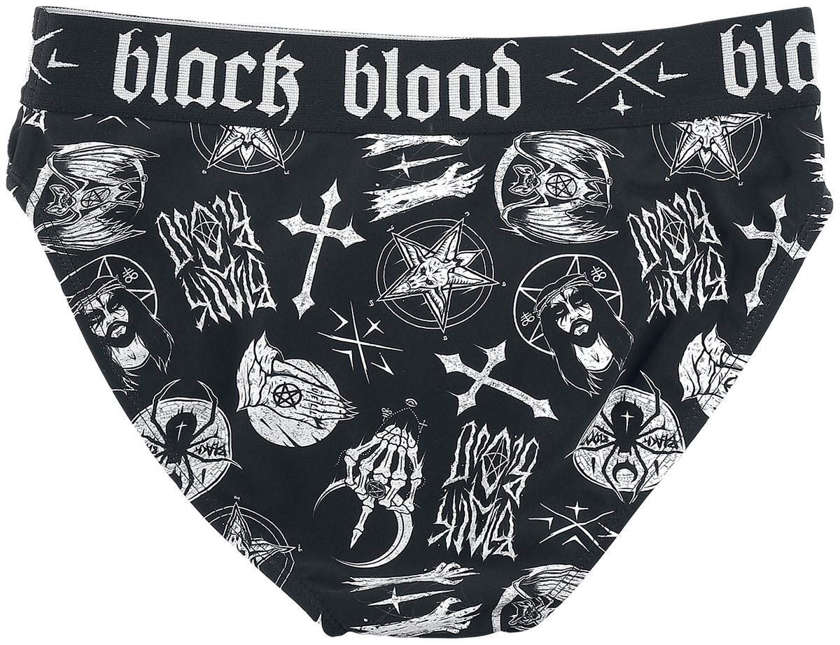 Bas de bikini  de Black Blood by Gothicana - Bas de bikini avec symboles occultes - S à XXL - pour Femme - noir - Black Blood by Gothicana - View 2