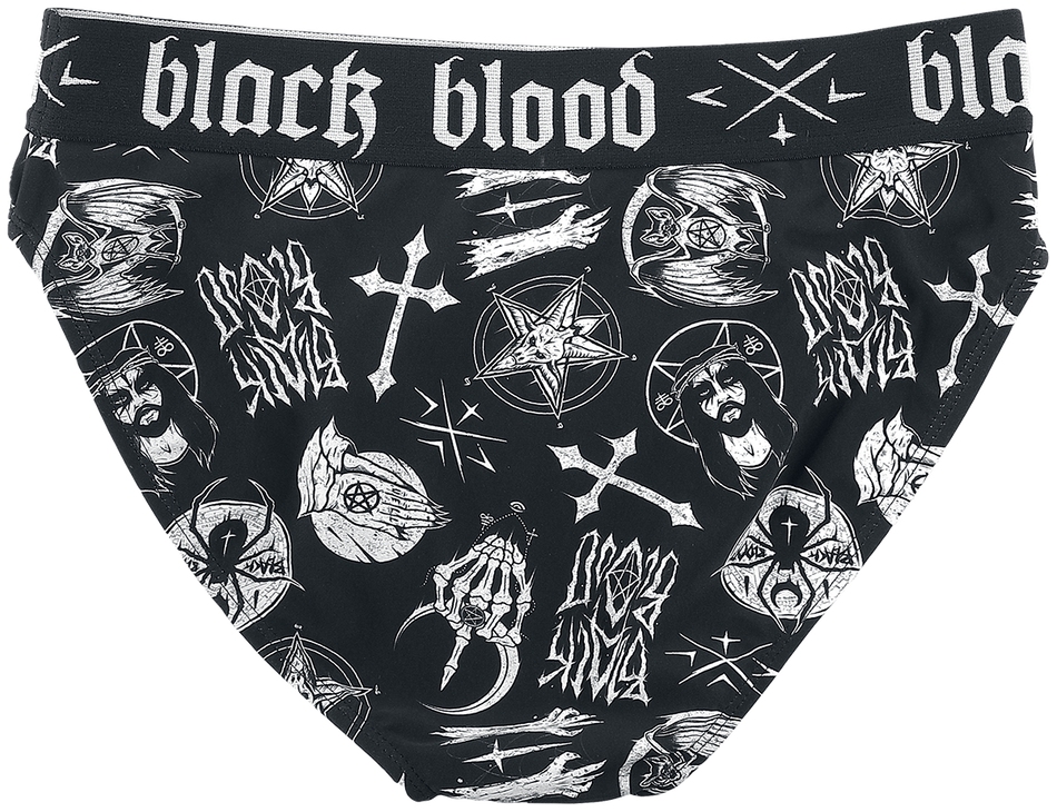 Bas de bikini  de Black Blood by Gothicana - Bas de bikini avec symboles occultes - S à XXL - pour Femme - noir - Black Blood by Gothicana - View 2